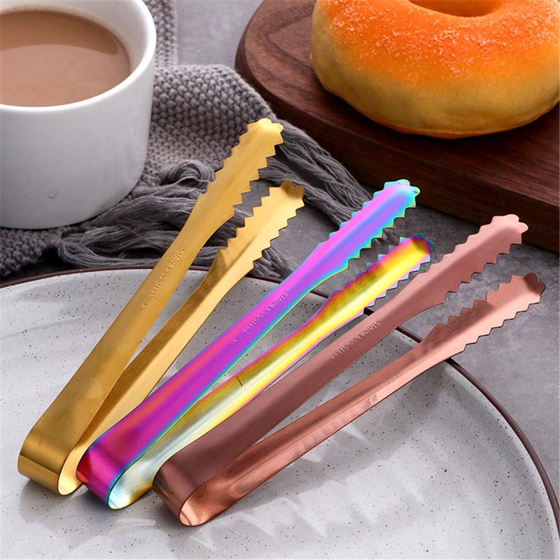 Mingcheng Stainless Steel Ice Scoop and Tongs Set - 6 Inches Serving Tongs With Teeth for Large Cubes, Round Bottom Bar Utility Scoop, Freezer, Bucket - Set of 3 (Rose Gold Copper) - Image 4